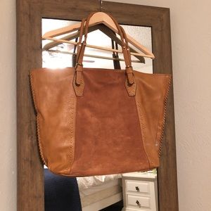 Dolce Vita brown velvet and faux leather tote
